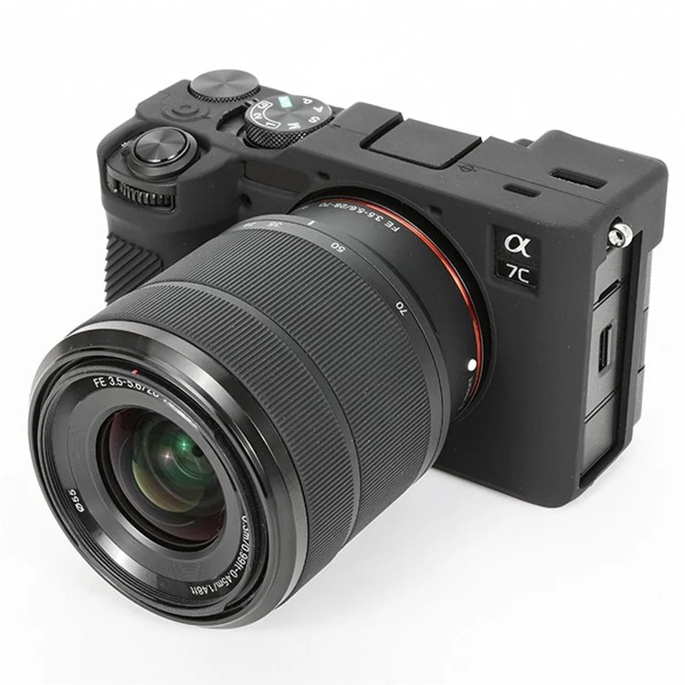 Funda protectora de silicona brillante para Sony A7C II / A7CR, resistente a caídas - Negro