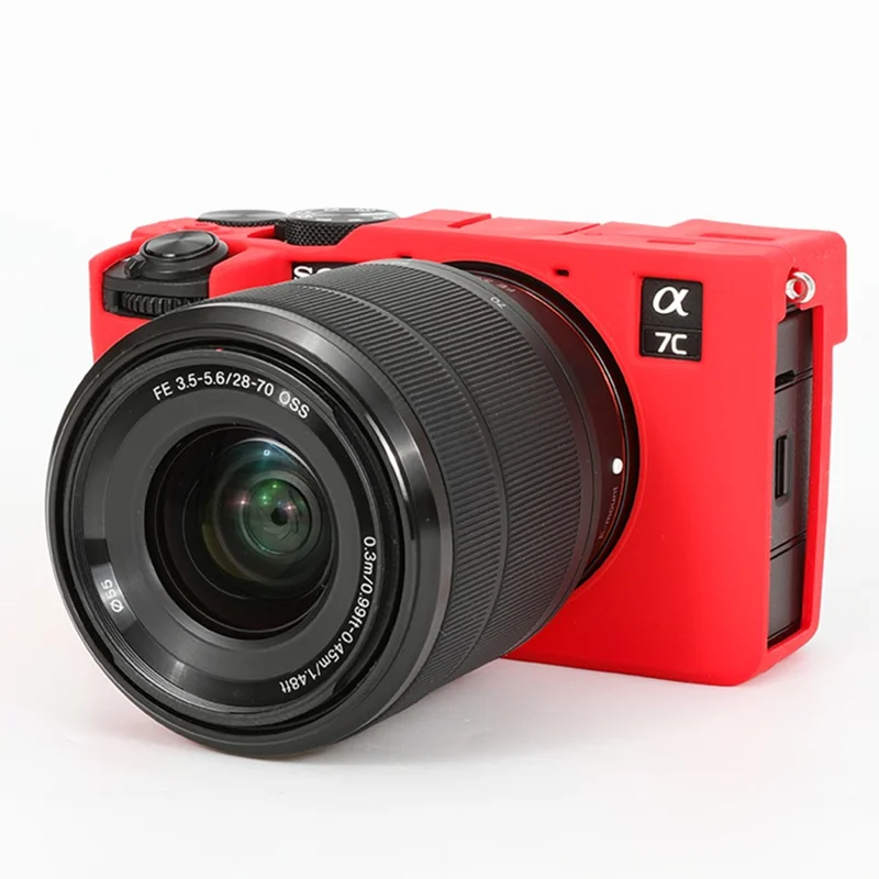 For Sony A7C II / A7CR Anti-Drop Camera Cover Glossy Silicone Protective Case - Red