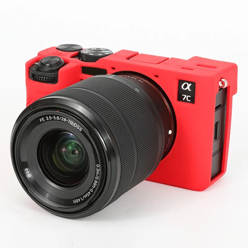 For Sony A7C II / A7CR Anti-Drop Camera Cover Glossy Silicone Protective Case - Red