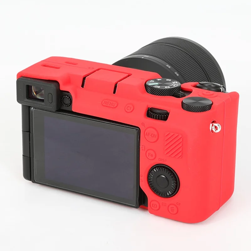 For Sony A7C II / A7CR Anti-Drop Camera Cover Glossy Silicone Protective Case - Red