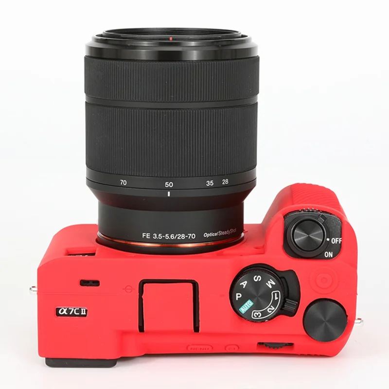 For Sony A7C II / A7CR Anti-Drop Camera Cover Glossy Silicone Protective Case - Red