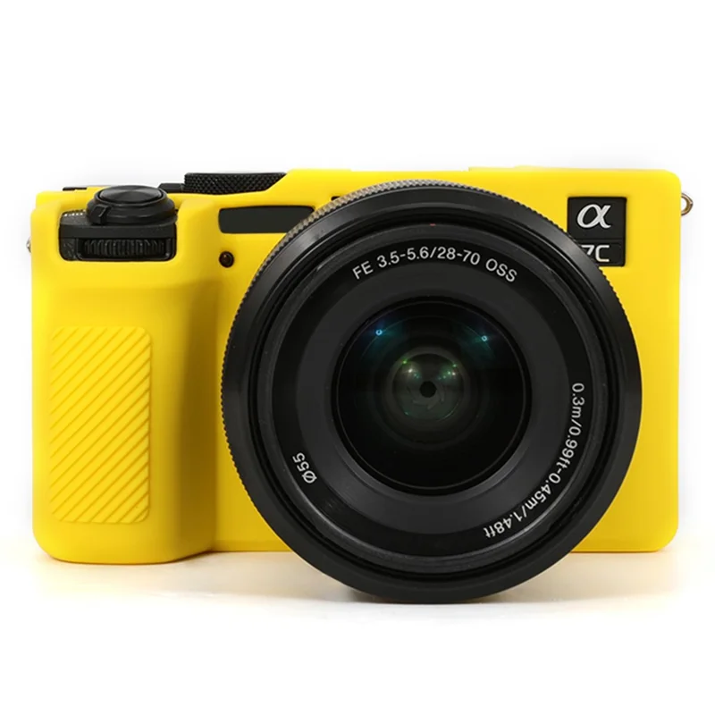 Étui de protection en silicone brillant anti-chute pour Sony A7C II / A7CR - Jaune