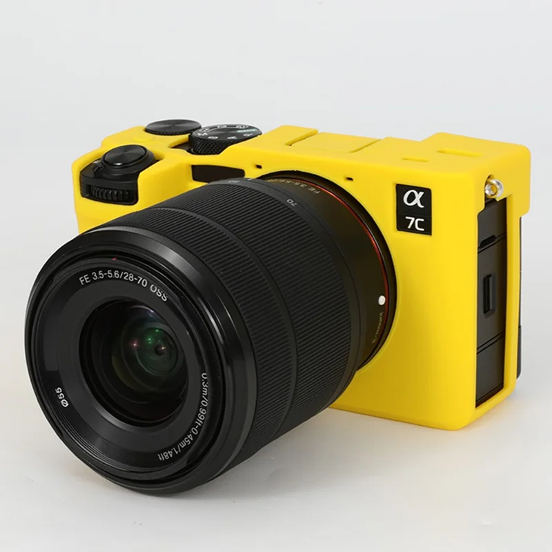 Étui de protection en silicone brillant anti-chute pour Sony A7C II / A7CR - Jaune