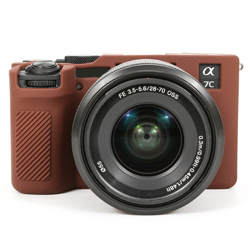 Capa de Proteção Silicone Brilhante Anti-Queda para Sony A7C II / A7CR - Café