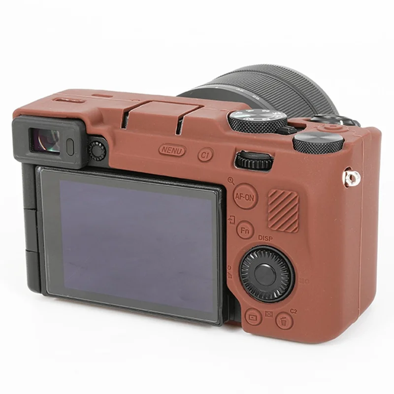 Capa de Proteção Silicone Brilhante Anti-Queda para Sony A7C II / A7CR - Café