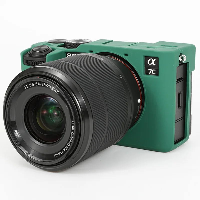 For Sony A7C II / A7CR Anti-Drop Camera Cover Glossy Silicone Protective Case - Green