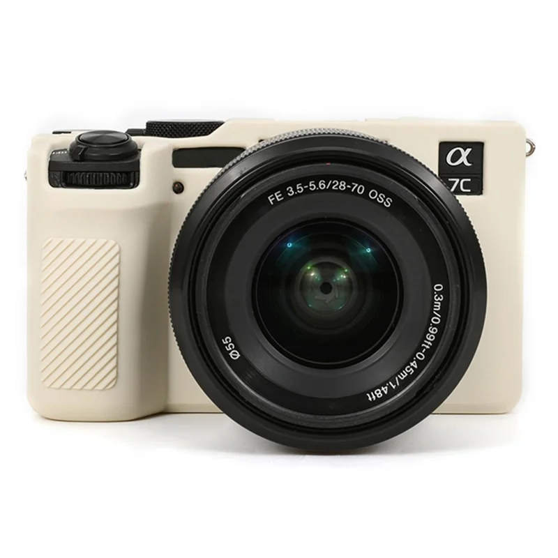 For Sony A7C II / A7CR Anti-Drop Camera Cover Glossy Silicone Protective Case - Beige