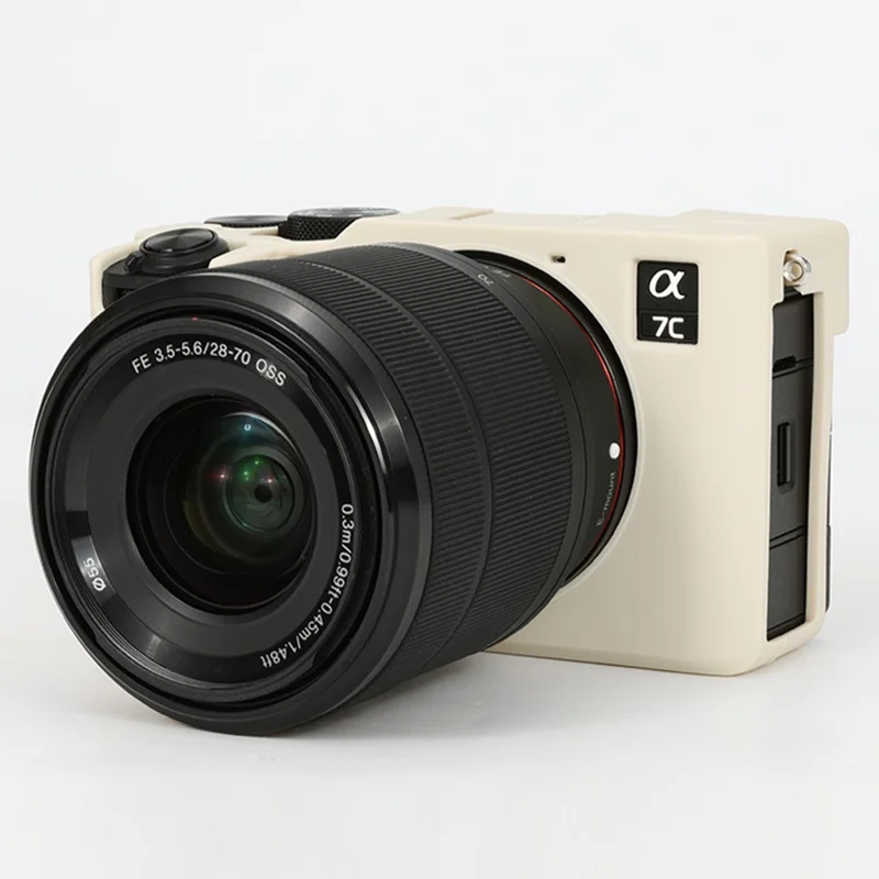 For Sony A7C II / A7CR Anti-Drop Camera Cover Glossy Silicone Protective Case - Beige