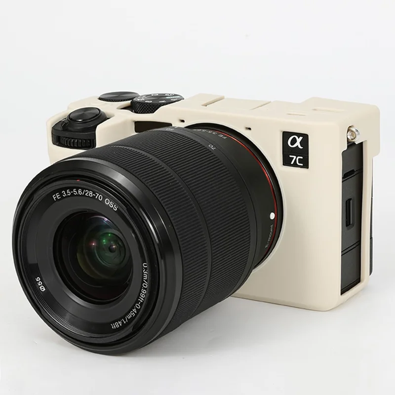 For Sony A7C II / A7CR Anti-Drop Camera Cover Glossy Silicone Protective Case - Beige