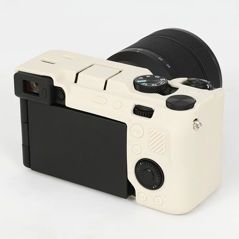 For Sony A7C II / A7CR Anti-Drop Camera Cover Glossy Silicone Protective Case - Beige