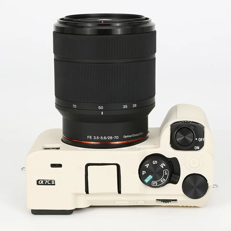 For Sony A7C II / A7CR Anti-Drop Camera Cover Glossy Silicone Protective Case - Beige