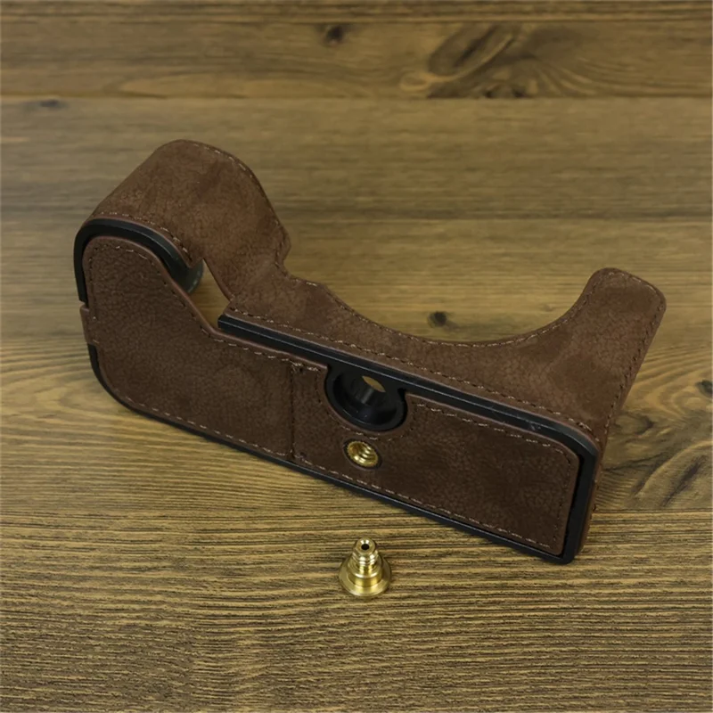 Für Sony A7C II / A7CR Kamera Bodengehäuse Echtes Rindsleder Anti-Drop Half Body Cover mit Batterie-Öffnung - Kaffee