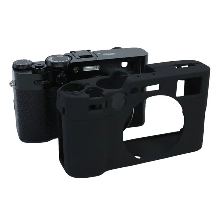 Для Fujifilm X100VI Мягкий силиконовый чехол Litchi Texture Camera Protective Sleeve - Черный