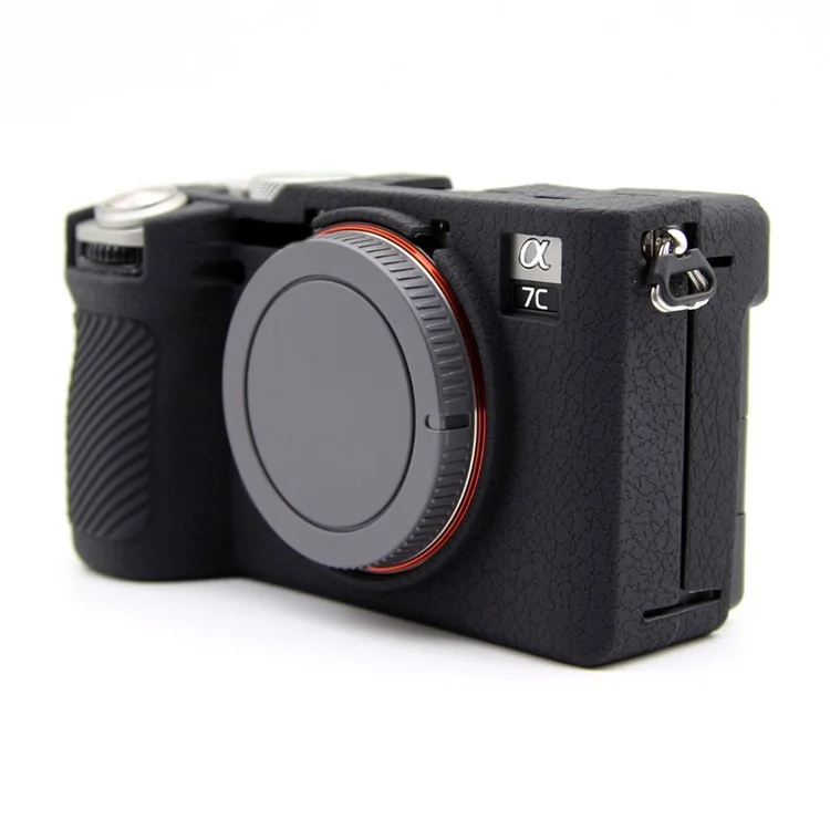 Para Sony A7CR / A7C II Funda Protectora de Silicona Textura de Lichí Anticolisión - Negro