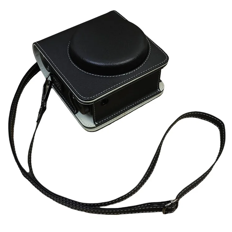 Bolsa de Transporte para Câmera Fujifilm Instax Mini 99, Bolsa Protetora de Couro com Alça Ajustável - Preta