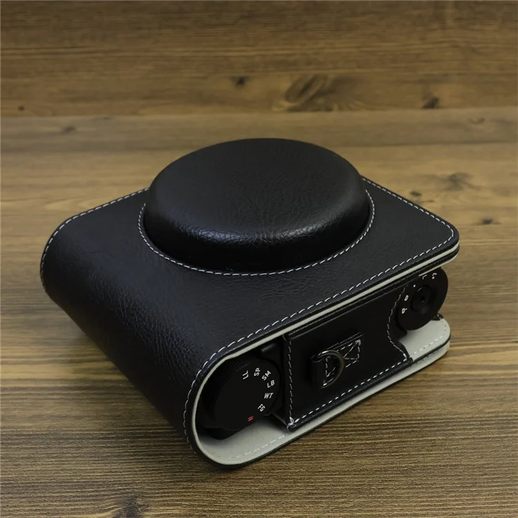 Bolsa de Transporte para Câmera Fujifilm Instax Mini 99, Bolsa Protetora de Couro com Alça Ajustável - Preta