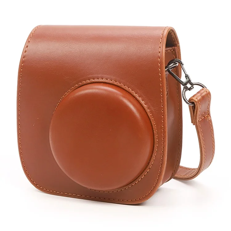 Sofortkamera-Tasche für Fujifilm Instax Mini 12 / Mini 11 / Mini 9 / Mini 8 Retro Ledertasche mit Schultergurt - Braun
