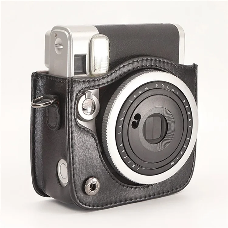Bolsa Protetora para Câmera Fujifilm Instax Mini 90, Design Vintage com Alça Ajustável - Preta