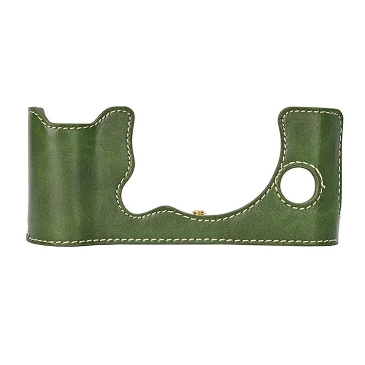 Per Fujifilm X-T50 Custodia in pelle PU Half Case Grip Borsa per fotocamera digitale con apertura sul fondo - Verde