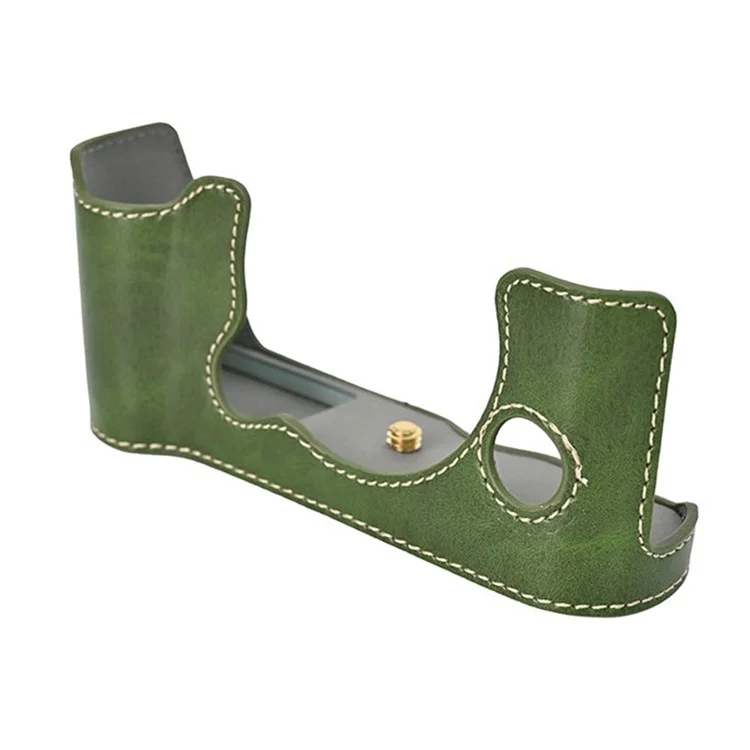 Per Fujifilm X-T50 Custodia in pelle PU Half Case Grip Borsa per fotocamera digitale con apertura sul fondo - Verde