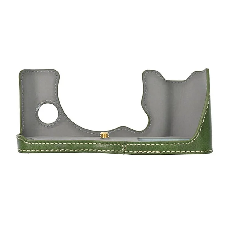Per Fujifilm X-T50 Custodia in pelle PU Half Case Grip Borsa per fotocamera digitale con apertura sul fondo - Verde