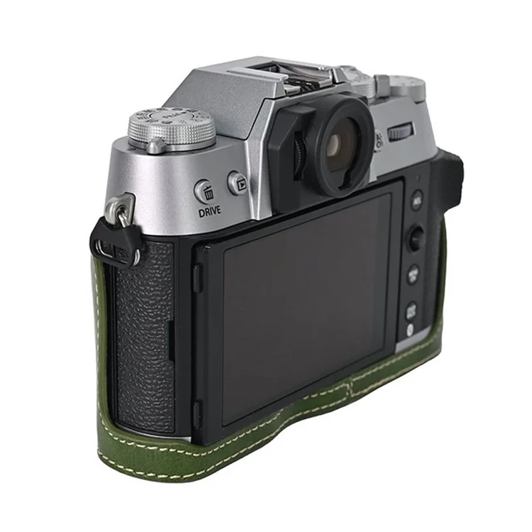 Per Fujifilm X-T50 Custodia in pelle PU Half Case Grip Borsa per fotocamera digitale con apertura sul fondo - Verde