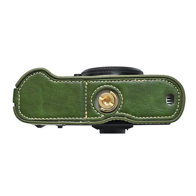 Per Fujifilm X-T50 Custodia in pelle PU Half Case Grip Borsa per fotocamera digitale con apertura sul fondo - Verde