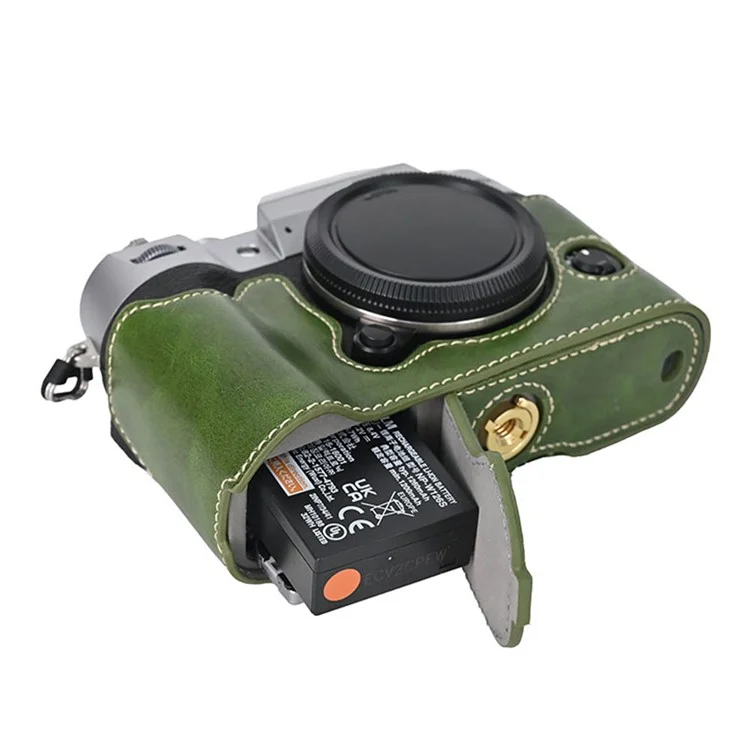 Per Fujifilm X-T50 Custodia in pelle PU Half Case Grip Borsa per fotocamera digitale con apertura sul fondo - Verde
