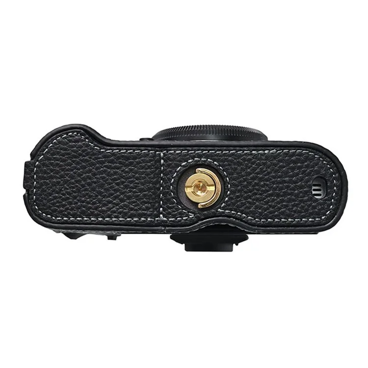 For Fujifilm X-T50 Camera Bottom Cover Case Large Opening Design Genuine Cow Leather Protector - Black