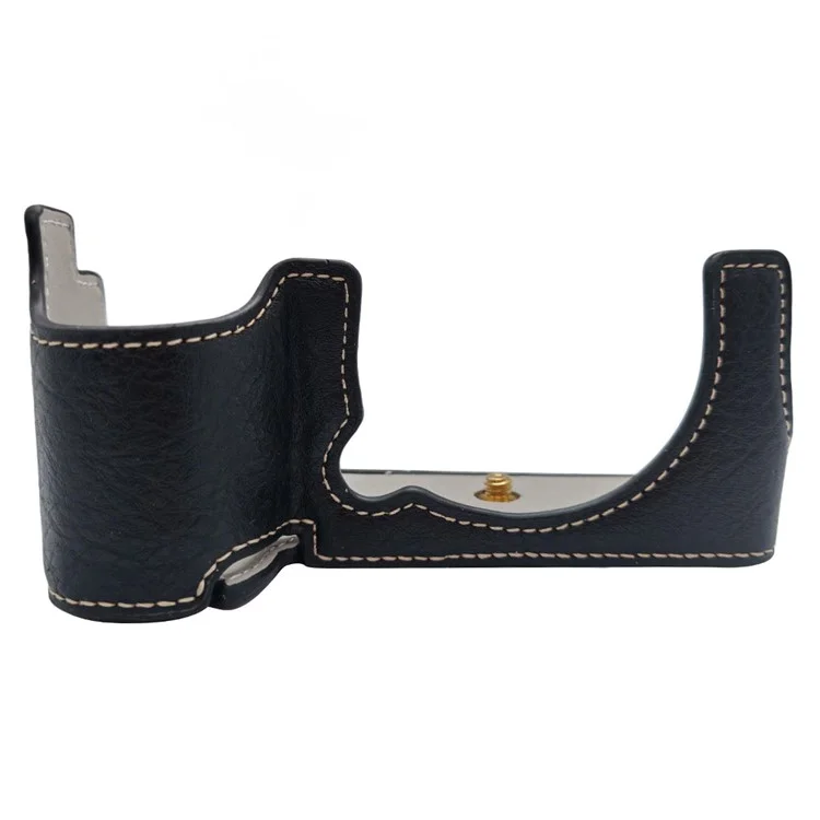 Para Fujifilm X-S20 Camera Bottom Case Half Body Leather Cover with Battery Opening - Preto