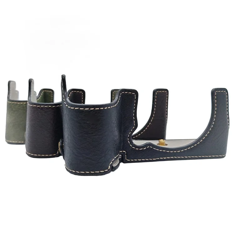 Para Fujifilm X-S20 Camera Bottom Case Half Body Leather Cover with Battery Opening - Preto