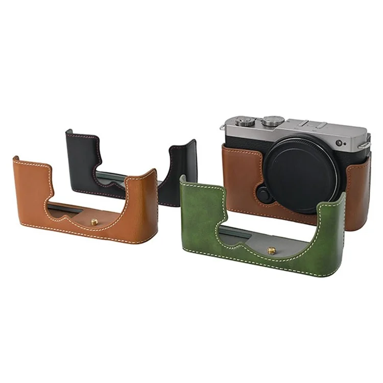 Für Panasonic Lumix S9 Kameragehäuse aus PU-Leder mit halboffener Abdeckung mit Batteriefach unten - Kaffee