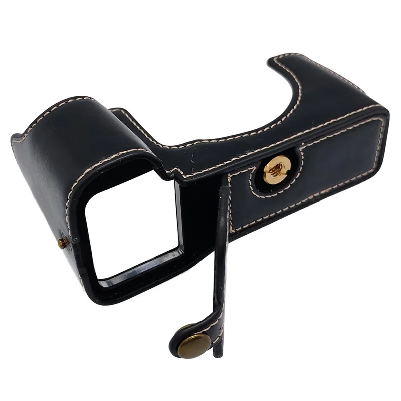 For Sony A7C II PU Leather Camera Bottom Cover Half Body Case with Screw - Black