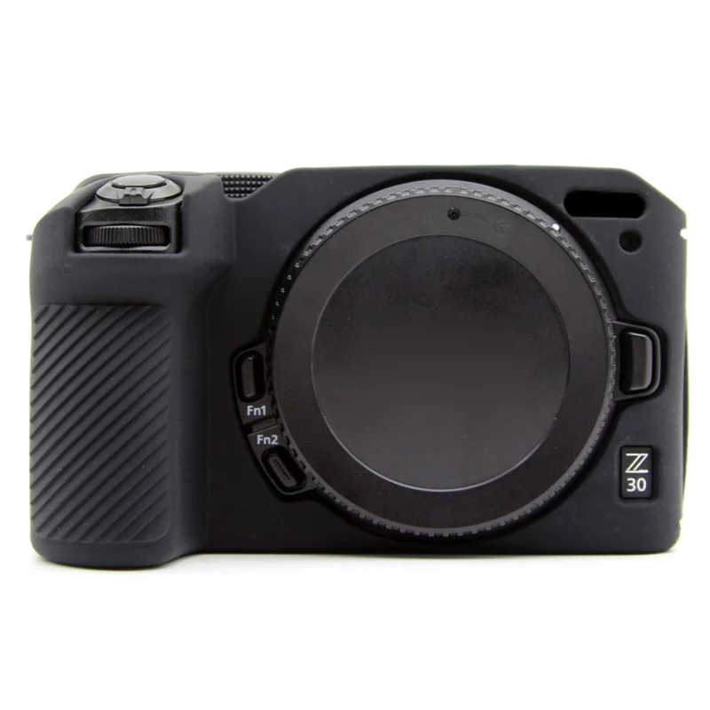 Silikonfodral till Nikon Z 30 kamera, skyddande hylsa med antislip och blank yta - Svart