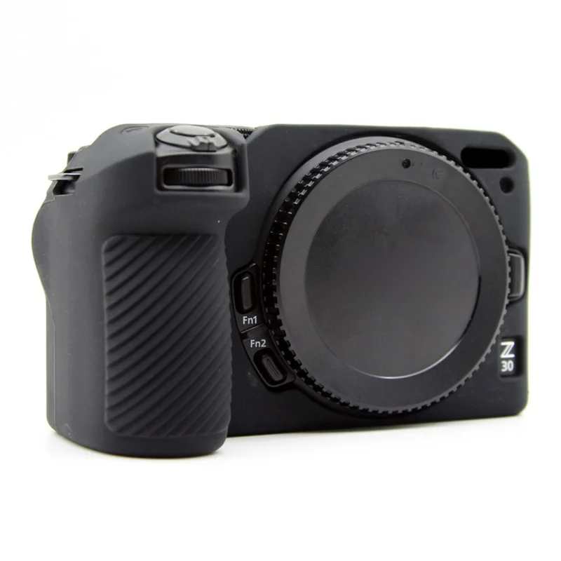 Silikonfodral till Nikon Z 30 kamera, skyddande hylsa med antislip och blank yta - Svart