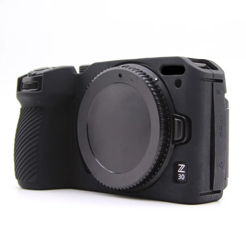 Silikonfodral till Nikon Z 30 kamera, skyddande hylsa med antislip och blank yta - Svart