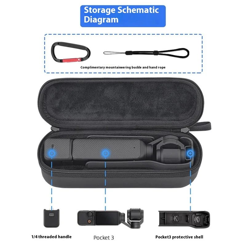 BRDRC For DJI Osmo Pocket 3 Carrying Bag PU Leather Portable Storage Case - Grey