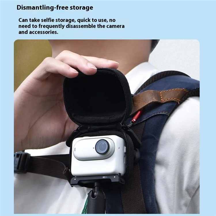 BRDRC For Insta360 GO 3S / GO 3 Storage Bag Camera Protection Case with Hanging Buckle - Black
