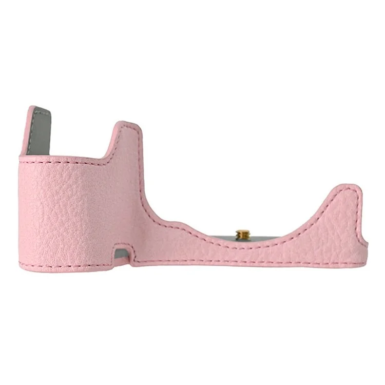 Para a Capa da Câmera Sony A6700, Grande Protetor de Couro PU Com Alça de Ombro - Rosa