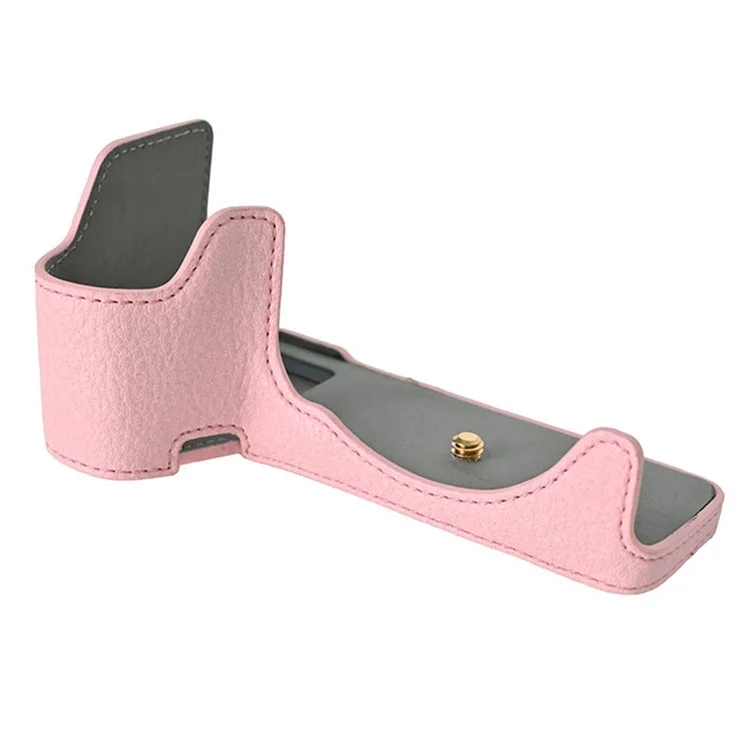Para a Capa da Câmera Sony A6700, Grande Protetor de Couro PU Com Alça de Ombro - Rosa