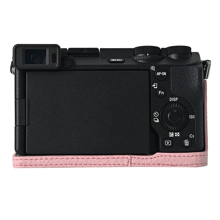 Para a Capa da Câmera Sony A6700, Grande Protetor de Couro PU Com Alça de Ombro - Rosa