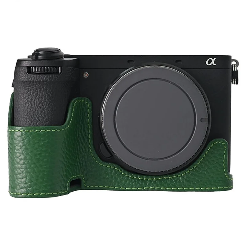 غطاء سفلي للكاميرا سوني A6700 بتصميم فتحة كبيرة وواقي من جلد البقر الأصلي - أخضر