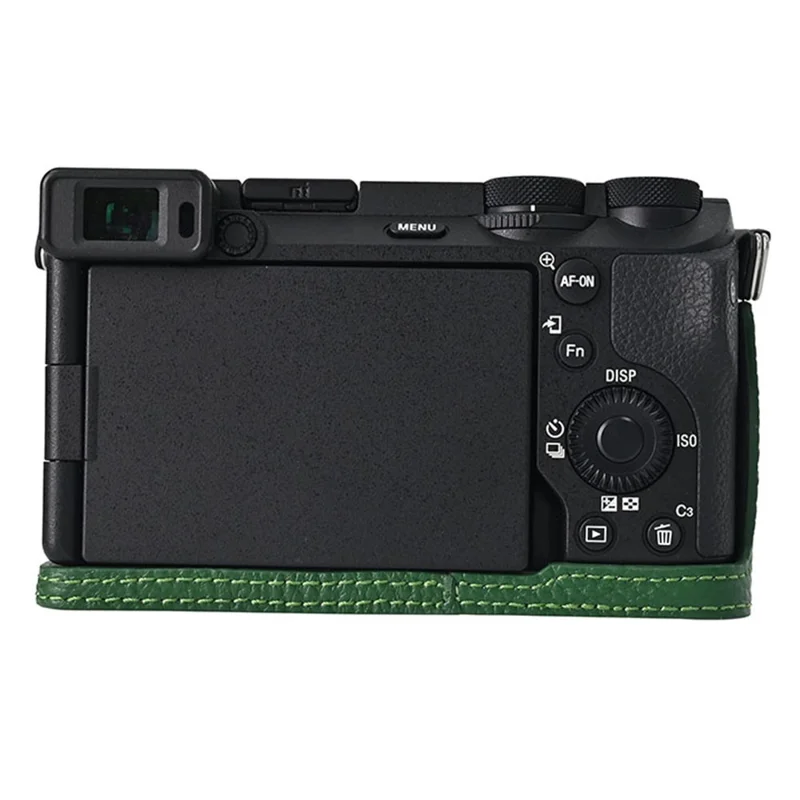 غطاء سفلي للكاميرا سوني A6700 بتصميم فتحة كبيرة وواقي من جلد البقر الأصلي - أخضر