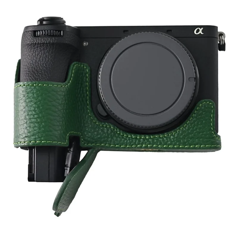 غطاء سفلي للكاميرا سوني A6700 بتصميم فتحة كبيرة وواقي من جلد البقر الأصلي - أخضر