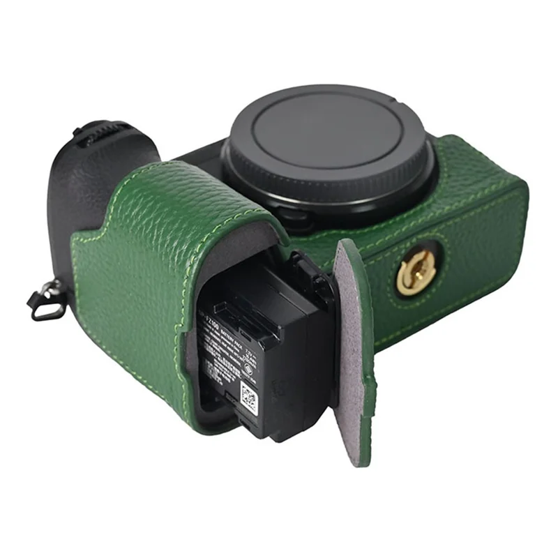 غطاء سفلي للكاميرا سوني A6700 بتصميم فتحة كبيرة وواقي من جلد البقر الأصلي - أخضر