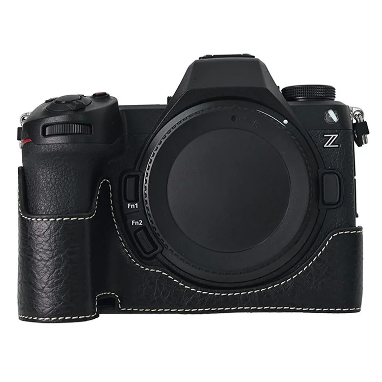 Für Nikon Z6 III Kameratasche Große Aussparung Litschihaut-Textur PU-Leder Schutzhülle - Schwarz