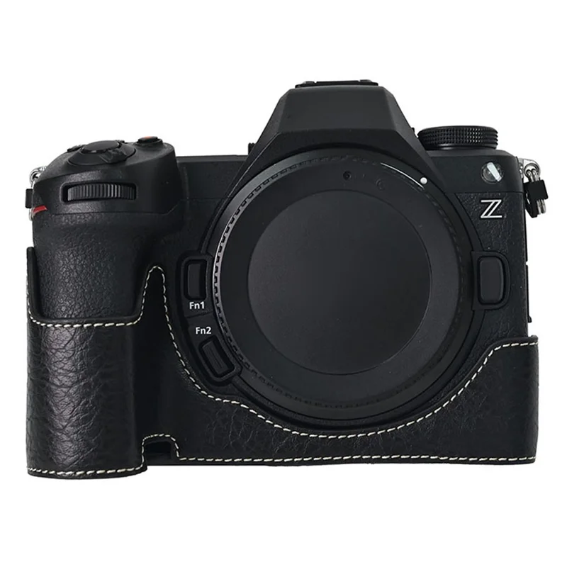 Etui do Nikon Z6 III z paskiem na ramię, duża wycięcie, ochronna obudowa z sztucznej skóry o fakturze litchi - Czarny