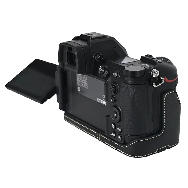 Etui do Nikon Z6 III z paskiem na ramię, duża wycięcie, ochronna obudowa z sztucznej skóry o fakturze litchi - Czarny