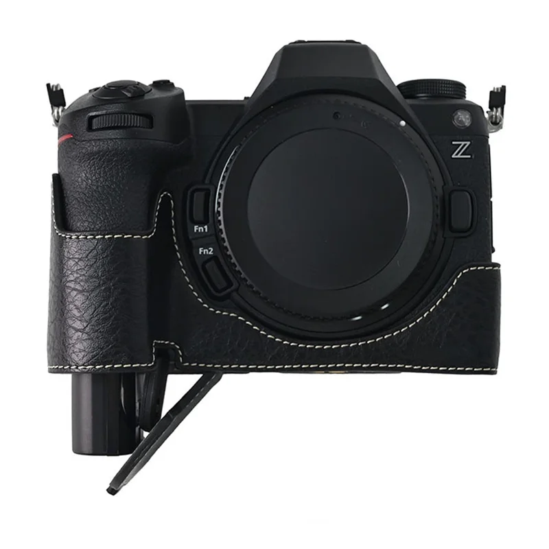 Etui do Nikon Z6 III z paskiem na ramię, duża wycięcie, ochronna obudowa z sztucznej skóry o fakturze litchi - Czarny
