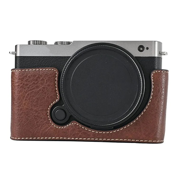 For Panasonic Lumix S9 Camera Case Large Cutout Litchi Texture PU Leather Protective Cover - Coffee